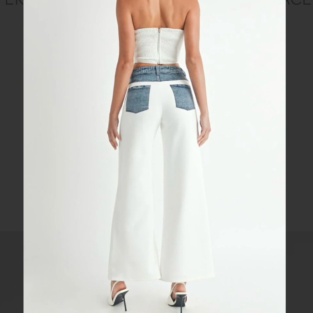 White Denim Contrast
Tube Top and Jeans SET (SZ L) - Picture 10 of 17